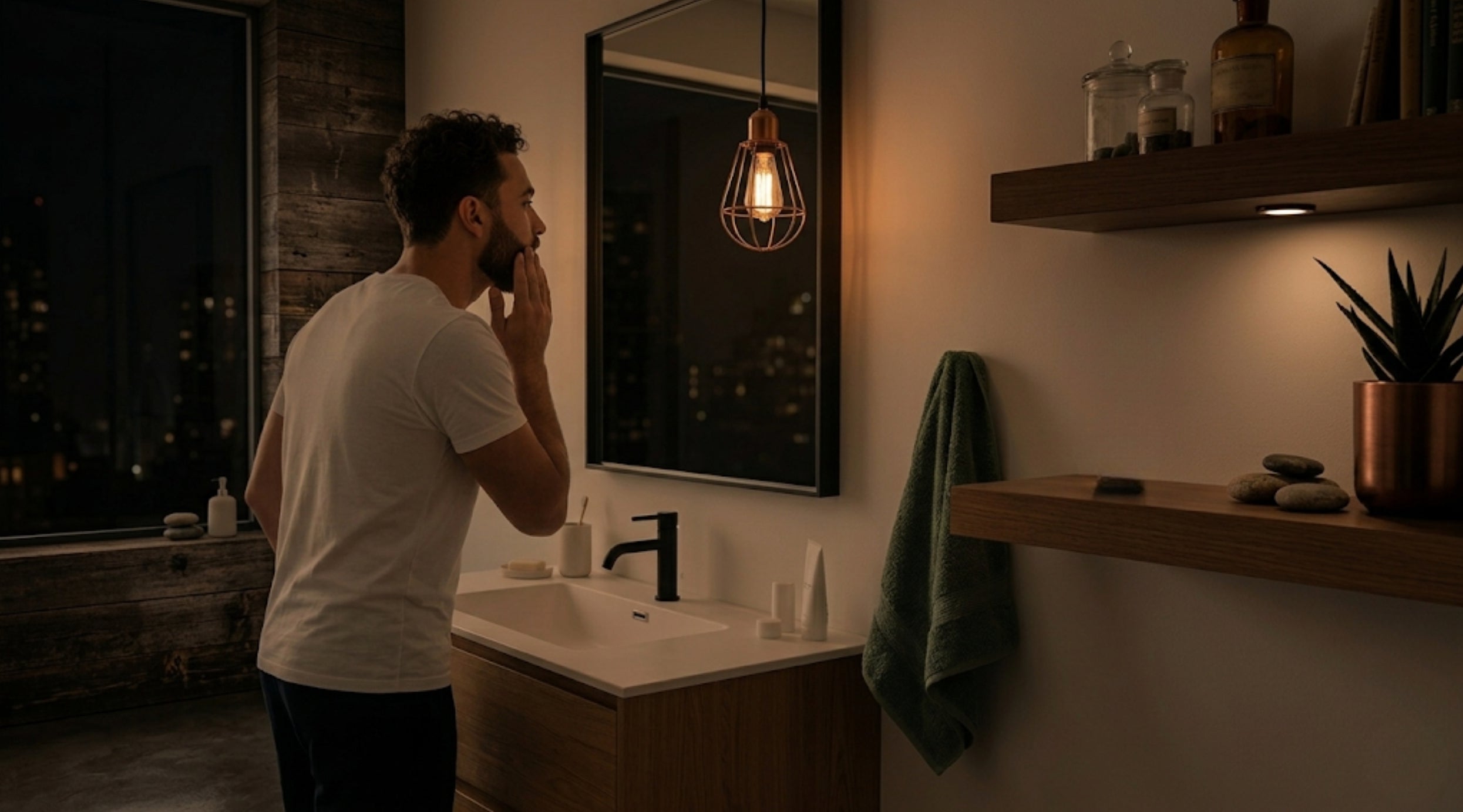 A clean, professional flat-lay of IMPACT Essentials grooming products, ideal for those with sensitive skin.