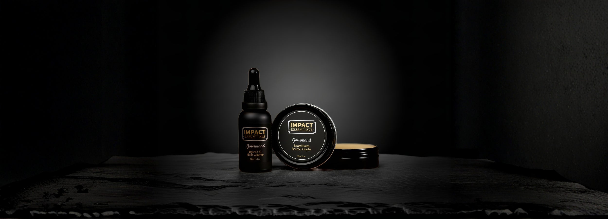 Beard oil and Beard Balm Bottle in a black background