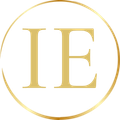Gold logo with 'IE' in a circular design