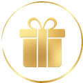 Gold gift box icon on a white background